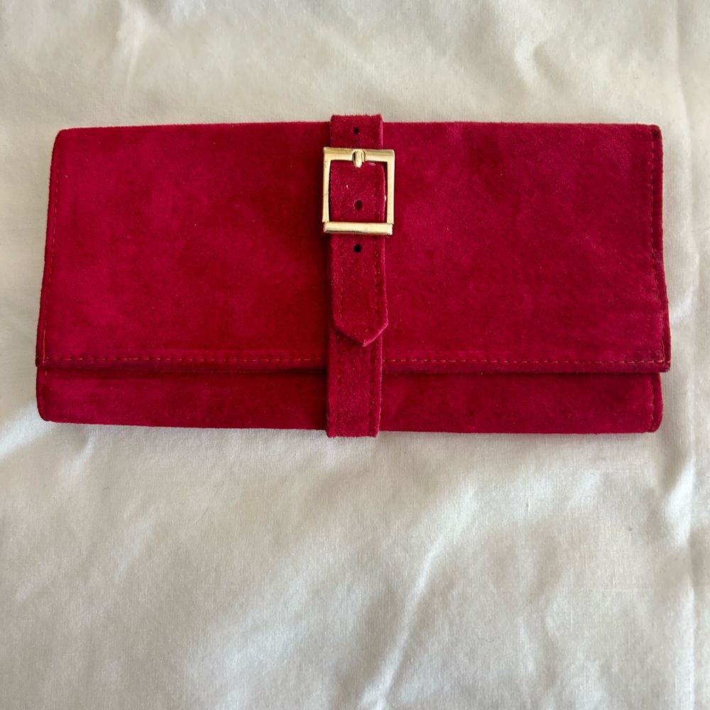 Red Suede Jewelry Roll